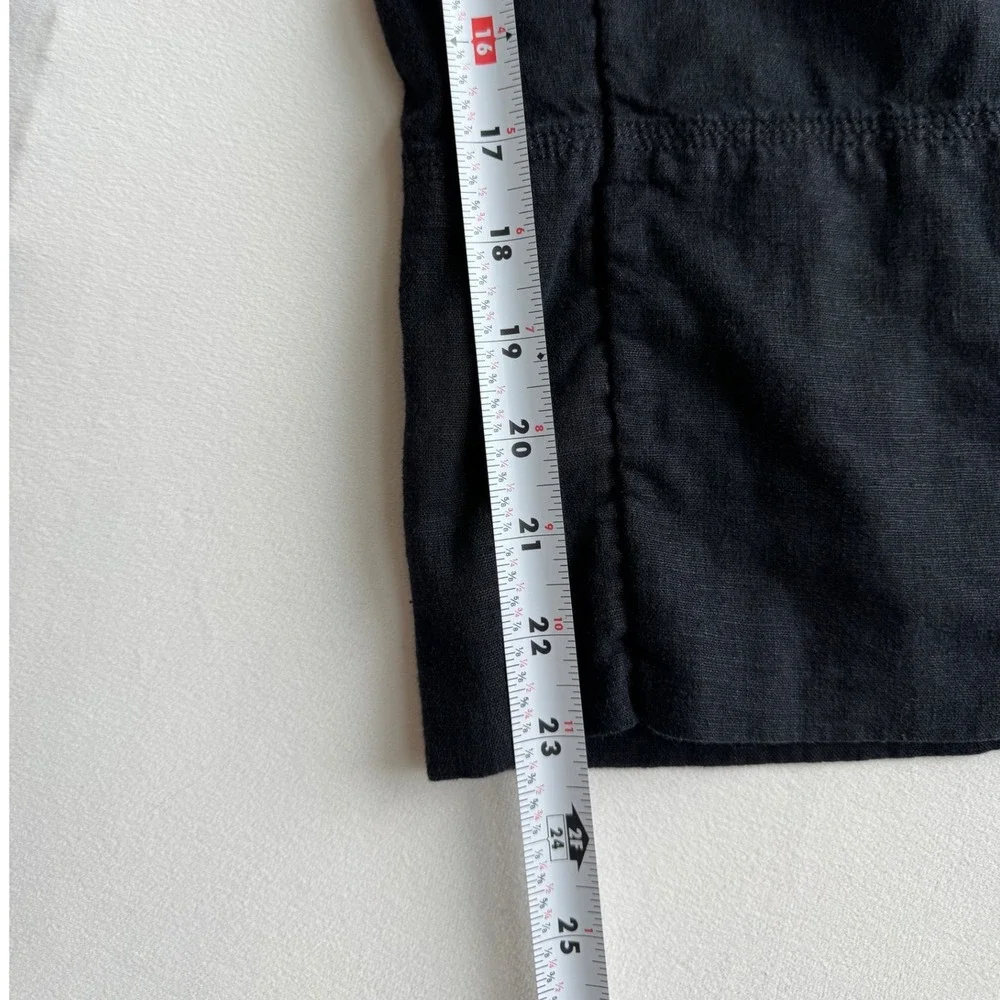 Banana Republic Womens Black Linen Blend Wide Leg Cropped Pleated Pants Size M